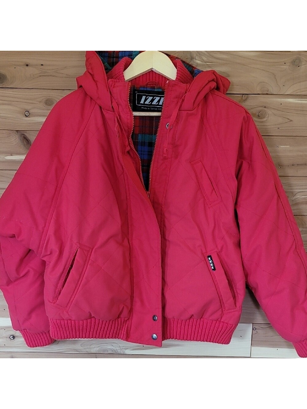 Izzi Quilted Coat, Size S, Flannel Lining, Ski, Hood, Knit Cuffs, Vintage, 90s